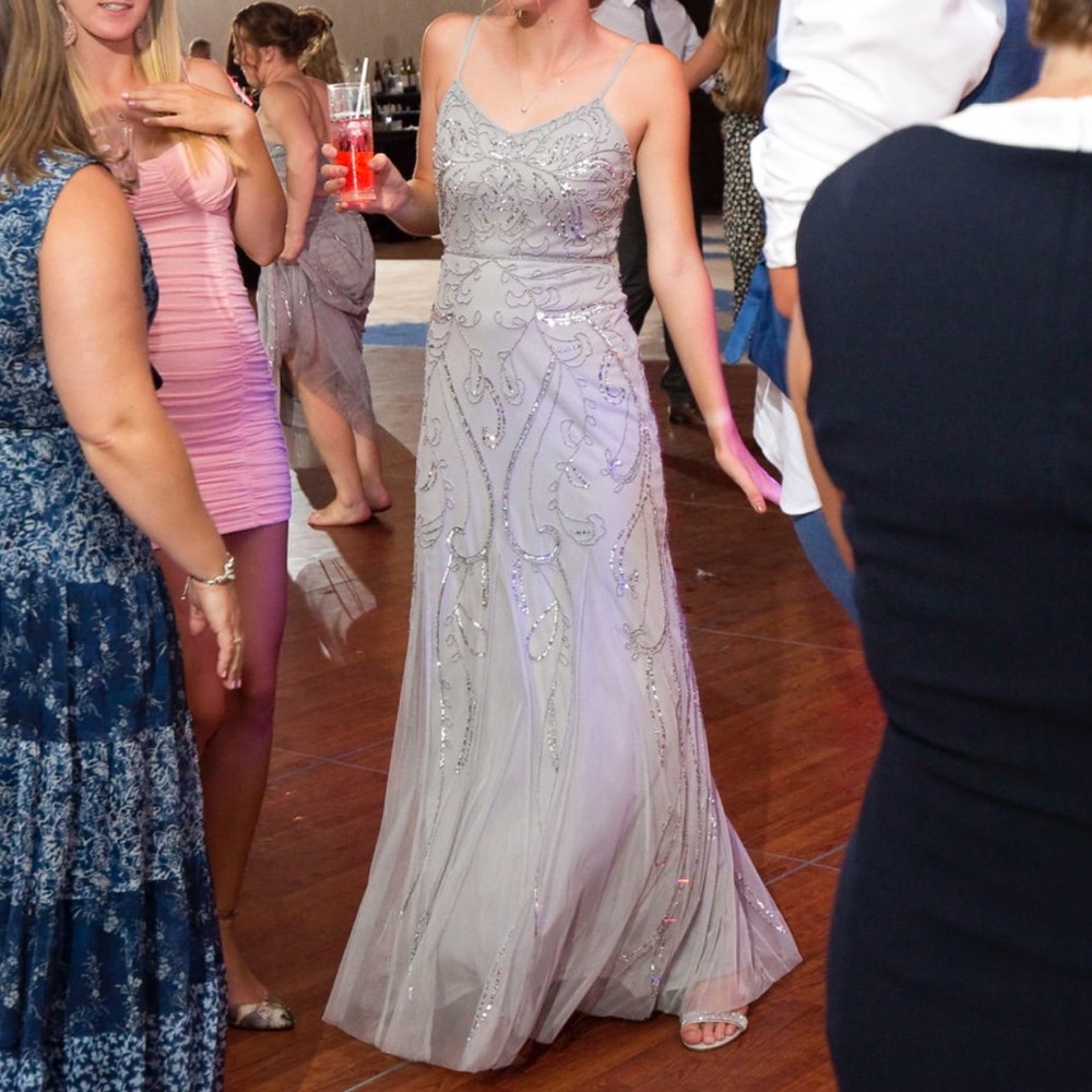 Elegant Silver Beaded Gown
